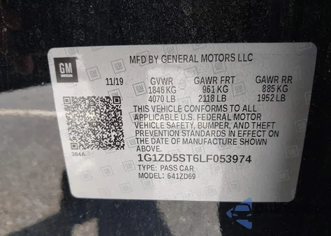 2020 Chevrolet Malibu Fwd Lt from USA, damaged, VIN 1G1ZD5ST6LF053974